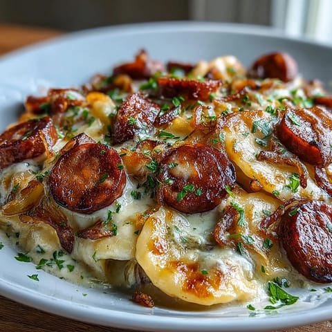 Crockpot Pierogi Casserole With Kielbasa