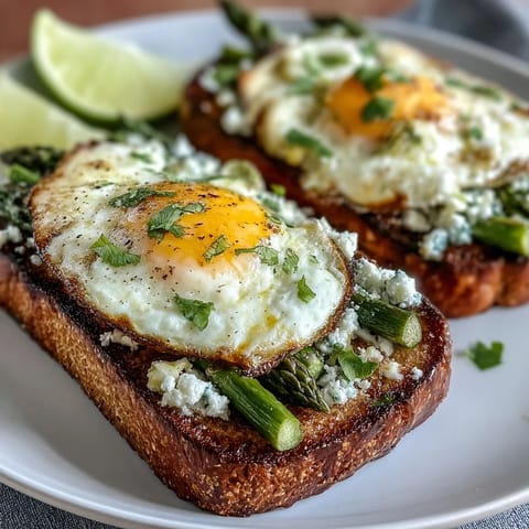 Asparagus and Egg Tartines with tender asparagus, creamy scrambled eggs, and rustic bread—a bright spring brunch delight.