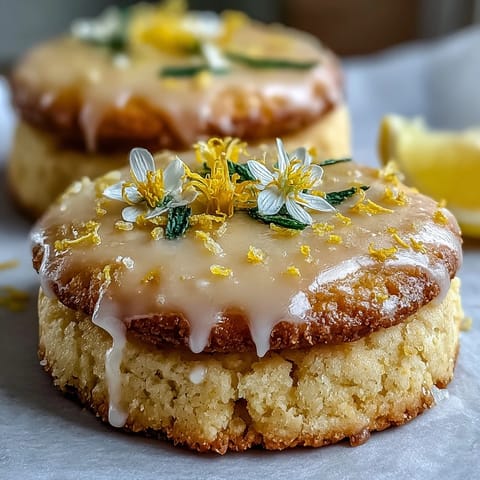 Bright and tender lemon cookies topped with a delicate pastel glaze, ideal for festive dessert tables.