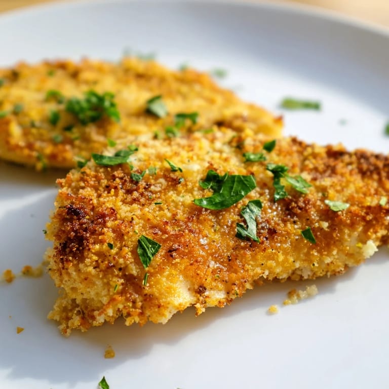 A plated serving of Roasted Garlic Parmesan Chicken beside a crisp green salad and roasted vegetables for a balanced dinner.