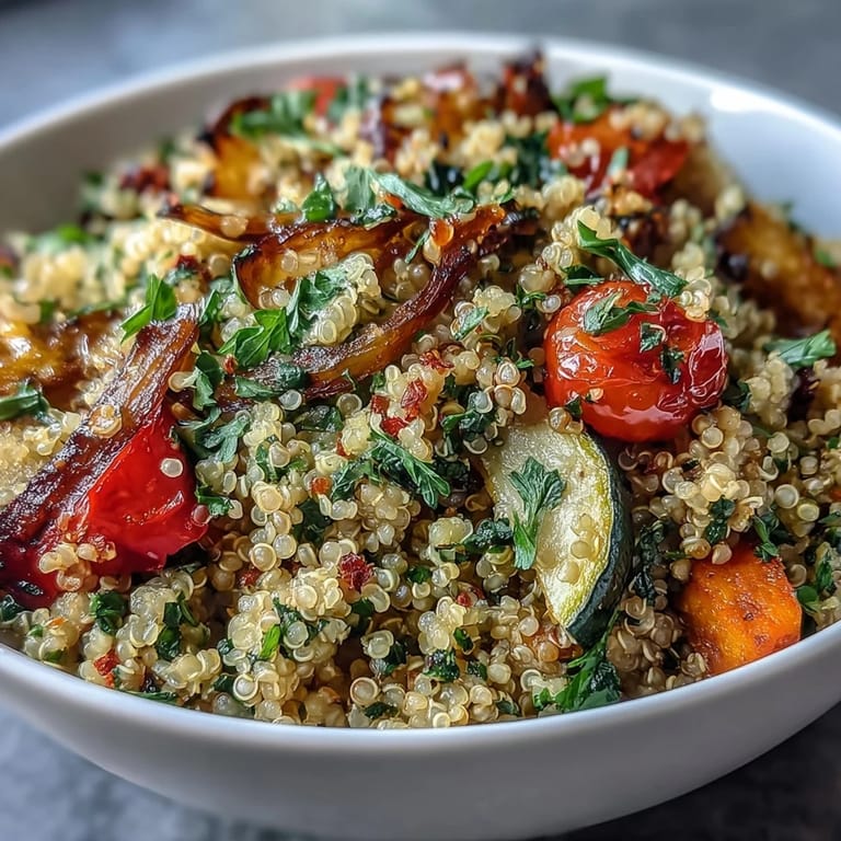 Delicious quinoa vegetable pilaf loaded with tender summer vegetables and fresh flavors.