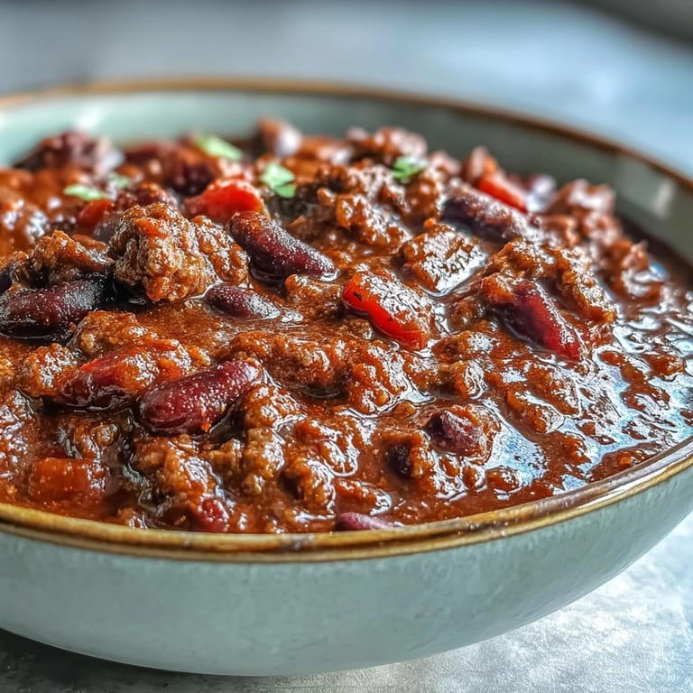 Rich, tomato-based Slow Cooker Chili packed with kidney and black beans, finished with a sprinkle of smoked paprika.