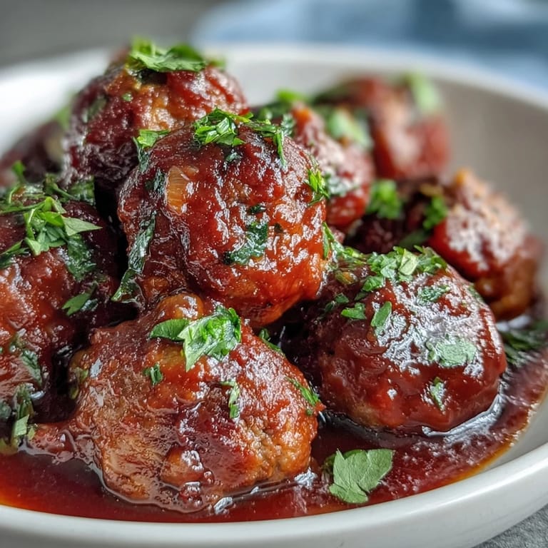 Tender Housewarming Slow Cooker Meatballs simmered in rich, herb-infused marinara, ideal for appetizers or hearty mains.  
