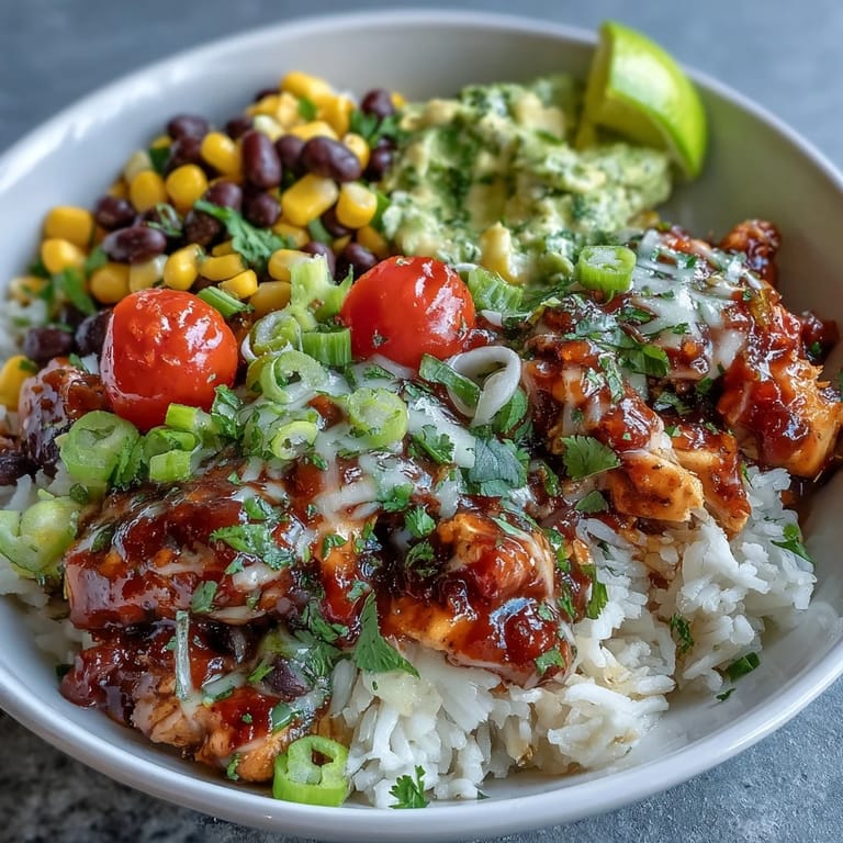 Hearty slow cooker salsa chicken served over rice with corn, black beans, and vibrant garnishes for a flavorful dinner.  