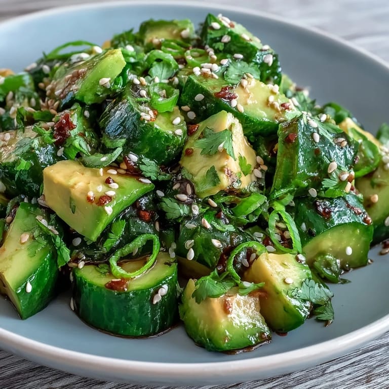 Light and refreshing smashed cucumber avocado salad salad, perfect summer side.