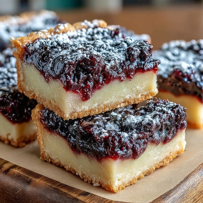 Delicious blackberry lemon bars swirled with tangy lemon filling, perfect for dessert.